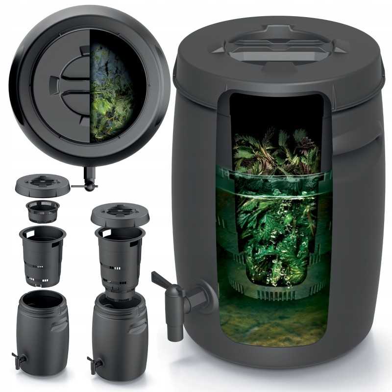 Komposterio trąšų bakas, srutos, 25l, sodo statinė su čiaupu