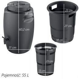 Prosperplast 1 indo komposteris, 55 l, juodas