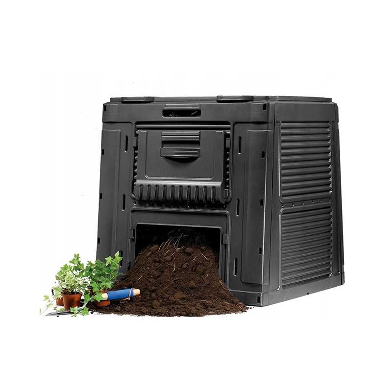 Atsparus šalčiui sodo komposteris, juodas, be pagrindo, 470 l