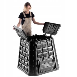 Juodas sodo komposteris, ištisus metus, atsparus šalčiui, atliekų bakas, 450 litrų