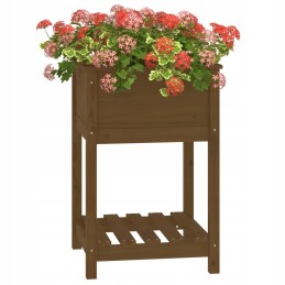 Vidaxl Planter with Shelf Honey Brown 54x54x81 cm Solid Pine Wood