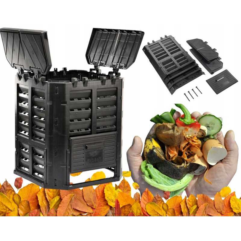 Termokomposteris, 1 kamera, sodas, ištisus metus, juodas, 300 l, hit