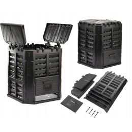 Termokomposteris, 1 kamera, sodas, ištisus metus, juodas, 300 l, hit