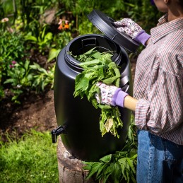 Trąšų bakas 55l sodo statinė trąšoms gaminti, srutų čiaupas