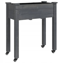 Vidaxl Planter on Wheels with Lining Grey 71x37x80 cm Fir
