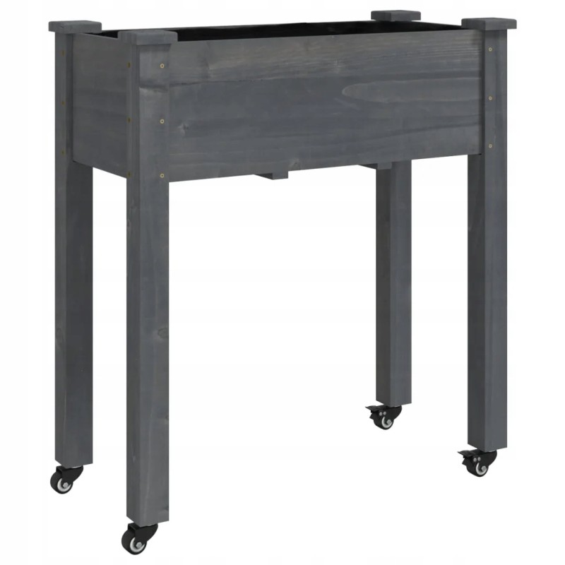 Vidaxl Planter on Wheels with Lining Grey 71x37x80 cm Fir
