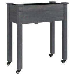 Vidaxl Planter on Wheels with Lining Grey 71x37x80 cm Fir