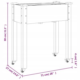 Vidaxl Planter on Wheels with Lining Grey 71x37x80 cm Fir