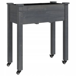 Vidaxl puķu pods uz riteņiem ar oderi pelēka 71x37x80 cm egle