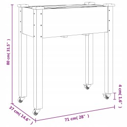 Vidaxl puķu pods uz riteņiem ar oderi pelēka 71x37x80 cm egle