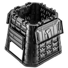 Juodas modulinis sodo komposteris, atsparus šalčiui, trąšų bakas, 450 litrų