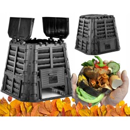 Termokomposteris, 1 kamera, sodas, ištisus metus, juodas, 480 l, hit