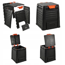 Atsparus šalčiui sodo komposteris, juodas, be pagrindo, 320l