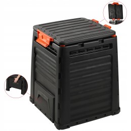 Atsparus šalčiui sodo komposteris, juodas, be pagrindo, 320l