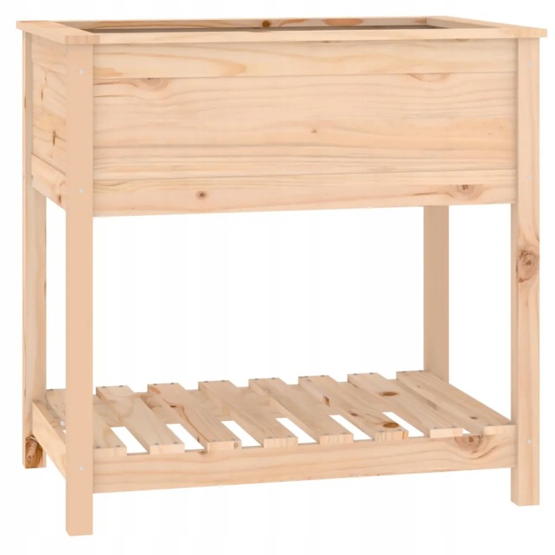 Vidaxl puķu pods ar plauktu, 82,5x54x81 cm, priedes masīvkoks