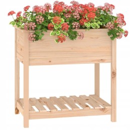 Vidaxl puķu pods ar plauktu, 82,5x54x81 cm, priedes masīvkoks