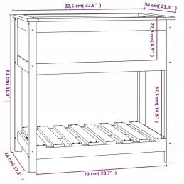 Vidaxl puķu pods ar plauktu, 82,5x54x81 cm, priedes masīvkoks