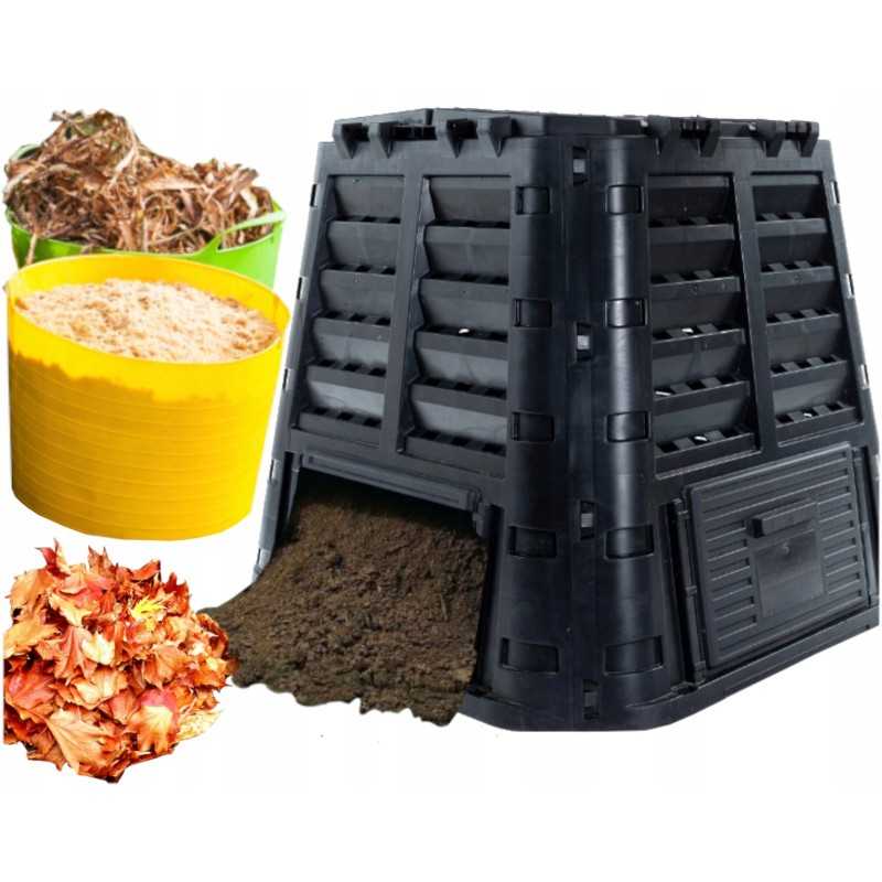 Sodo komposteris, juodas, 480l, ištisus metus, atsparus šalčiui, + inkarai