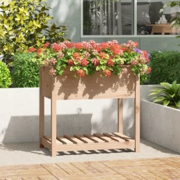 Vidaxl puķu pods ar polku 82 5x54x81 cm priedes masīvkoka