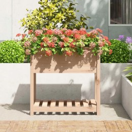 Vidaxl puķu pods ar polku 82 5x54x81 cm priedes masīvkoka