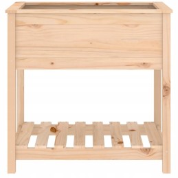 Vidaxl puķu pods ar polku 82 5x54x81 cm priedes masīvkoka
