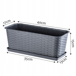 Balkona puķupods, kaste, grafīta statīvs, 40cm