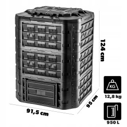 Sodo komposteris, didelis, modulinis, ištisus metus šalčiui atsparios trąšos, 950l