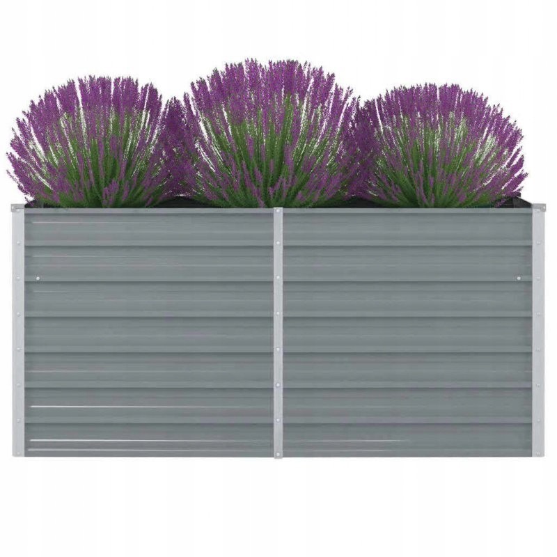 Garden planter, 160 x 80 x 77 cm, galvanized steel, gray