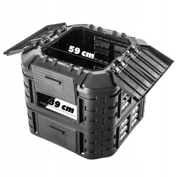 Modulinis sodo komposteris, juodas, veikiantis ištisus metus, vienos kameros