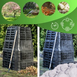 Ištisus metus veikiantis termokomposteris iš plastiko – 1000 litrų talpos.