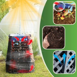 Ištisus metus veikiantis termokomposteris iš plastiko – 740 litrų talpos.