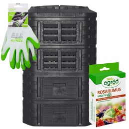 Rinkinys: komposteris 1120l + + rozahumuso trąšos 4x5g nemokamos pirštinės