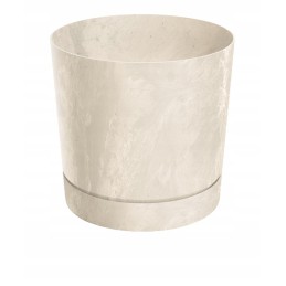 Tubo beton effect flowerpot with saucer 11 cream