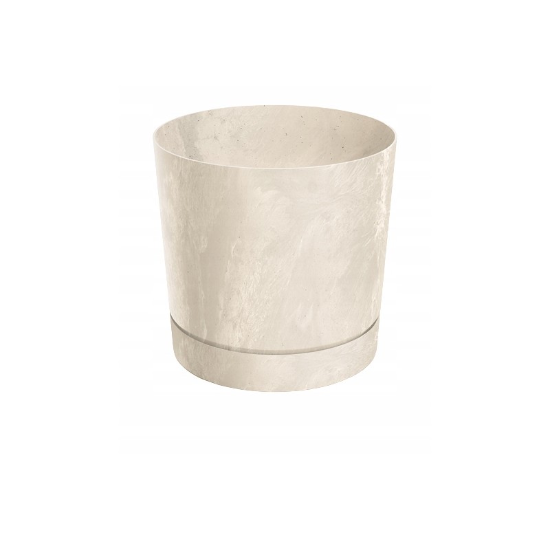 Tubo beton effect flowerpot with saucer 11 cream