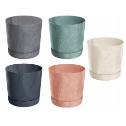 Tubo beton effect flowerpot with saucer 11 cream