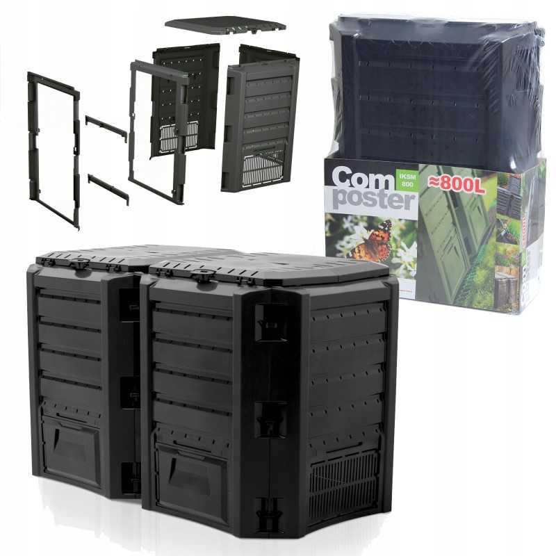 Prosperplast komposteris 800 l juodas modulis 2 segmentų 1350 x 719 x 826 mm