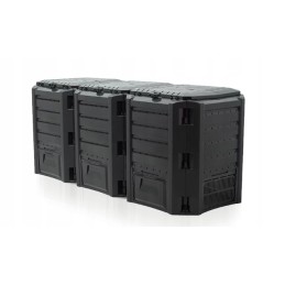Trijų kamerų modulinis komposteris, 1200l, juodas