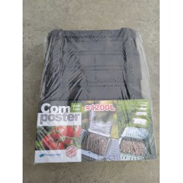 Trijų kamerų modulinis komposteris, 1200l, juodas