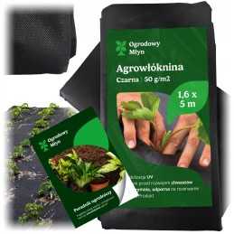 Agrotekstilės juodas neaustinis sodo kilimėlis 50g 1,6x5m uv mulčiavimas