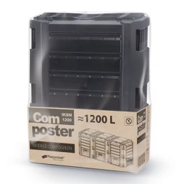 Trijų kamerų sodo komposteris, 1200l, juodas