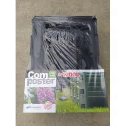 Trijų kamerų sodo komposteris, 1200l, juodas