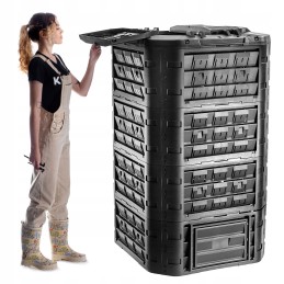 Juodas modulinis sodo komposteris, atsparus šalčiui, trąšų bakas, 1250 l