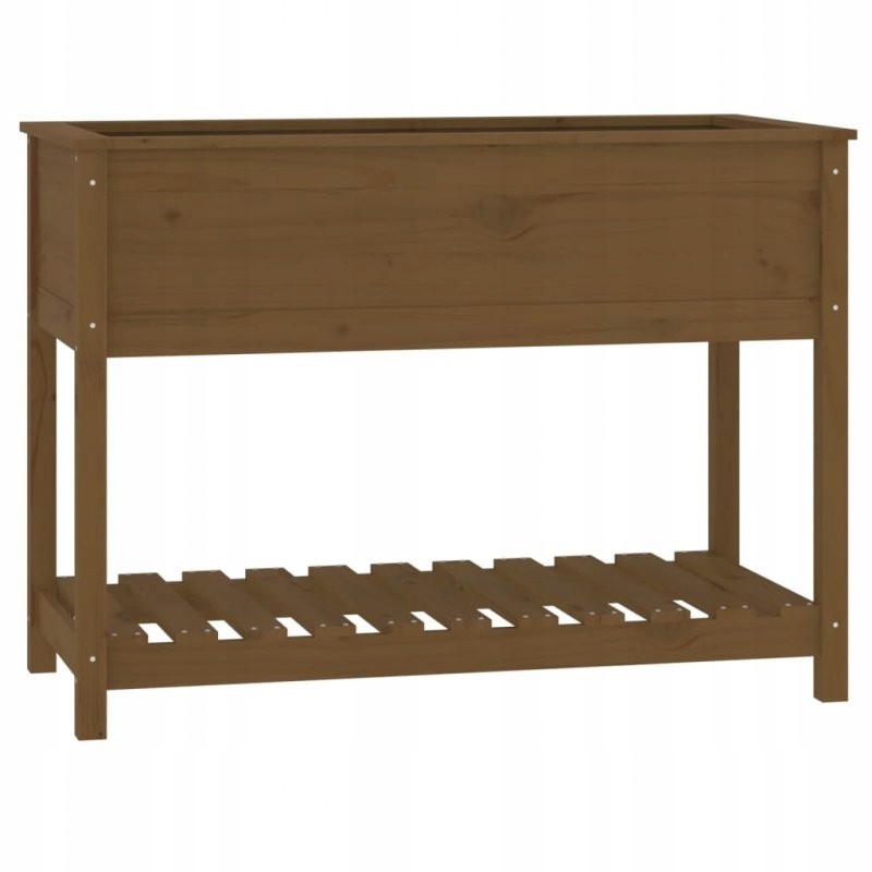 Flowerpot with shelf, honey brown, 111.5x54x81 cm, pine wood