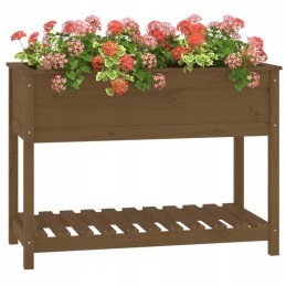 Flowerpot with shelf, honey brown, 111.5x54x81 cm, pine wood