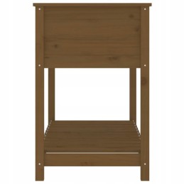 Flowerpot with shelf, honey brown, 111.5x54x81 cm, pine wood