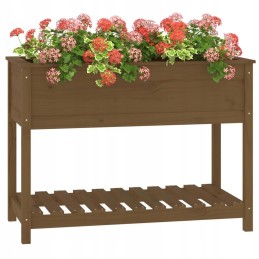 Flowerpot with shelf, honey brown, 111.5x54x81 cm, pine wood