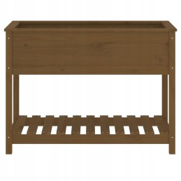 Flowerpot with shelf, honey brown, 111.5x54x81 cm, pine wood