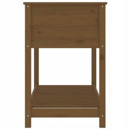 Flowerpot with shelf, honey brown, 111.5x54x81 cm, pine wood
