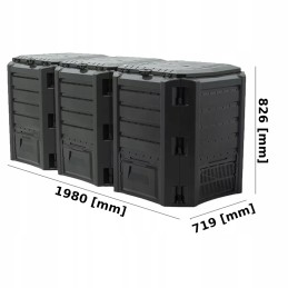 Modulinis komposteris 1200 litrų - juodas