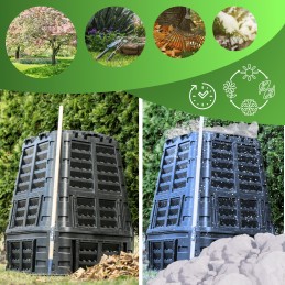 Ištisus metus veikiantis termokomposteris iš plastiko – 740 litrų talpos.